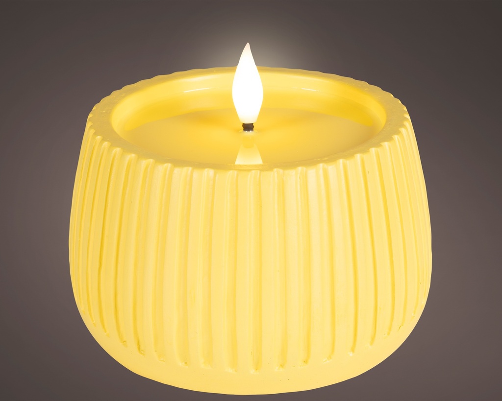 ***LED CANDLE CEMENT FIRE FLAME EFFECT BO OUTDOOR YELLOW/WARM WHITE D.12cm x H.11cm