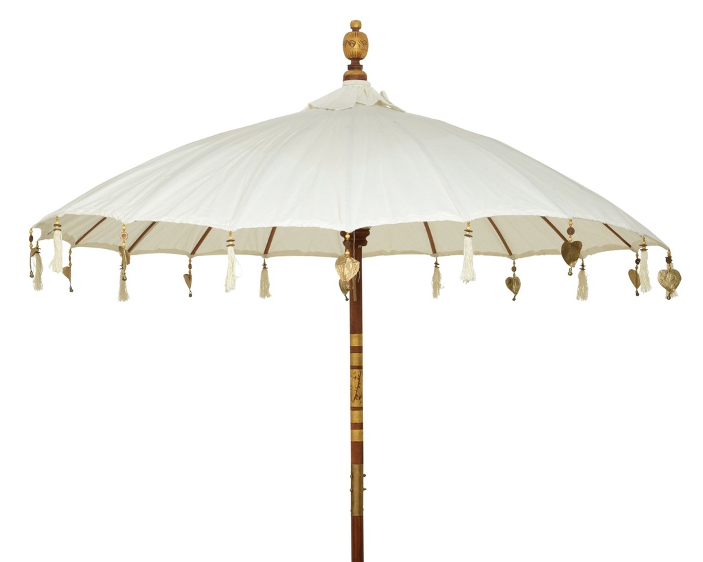 ***PARASOL COTTON W GOLD METAL ORNAMENTS OFF-WHITE D.200cm x H.255cm
