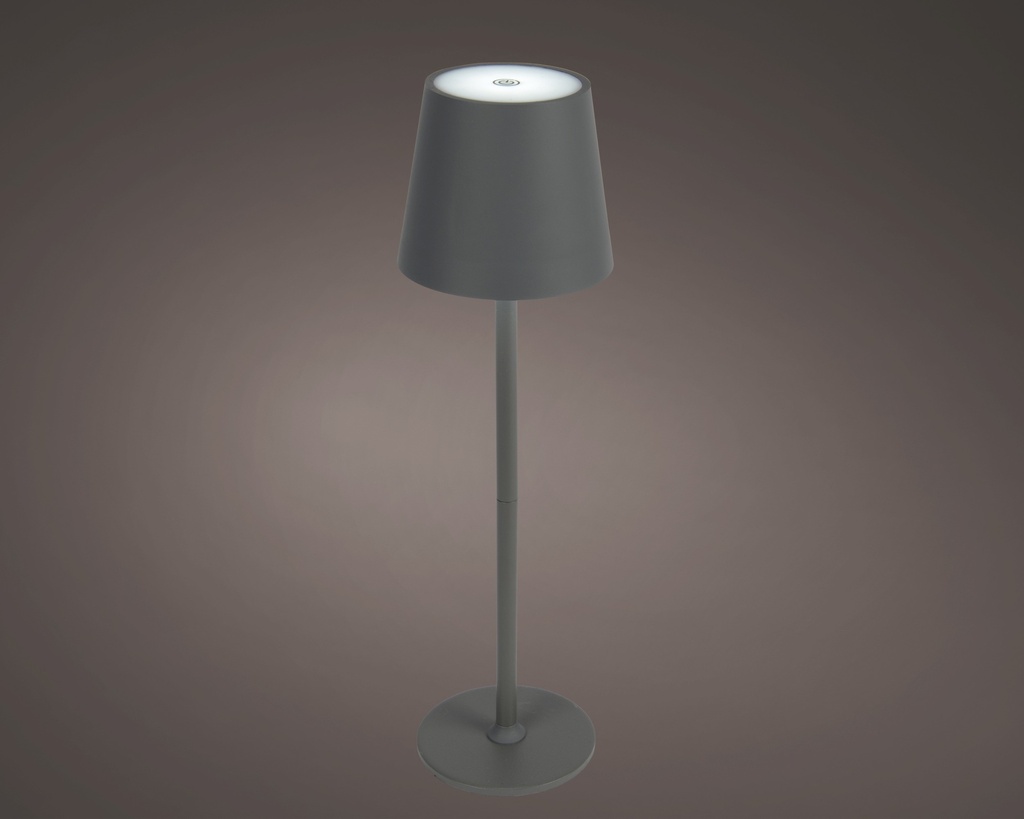 ***LED RECHARGEABLE TABLE LAMP PLASTIC STEADY BO OUTDOOR GREY/COLOUR SELECT D.11cm x H.37cm