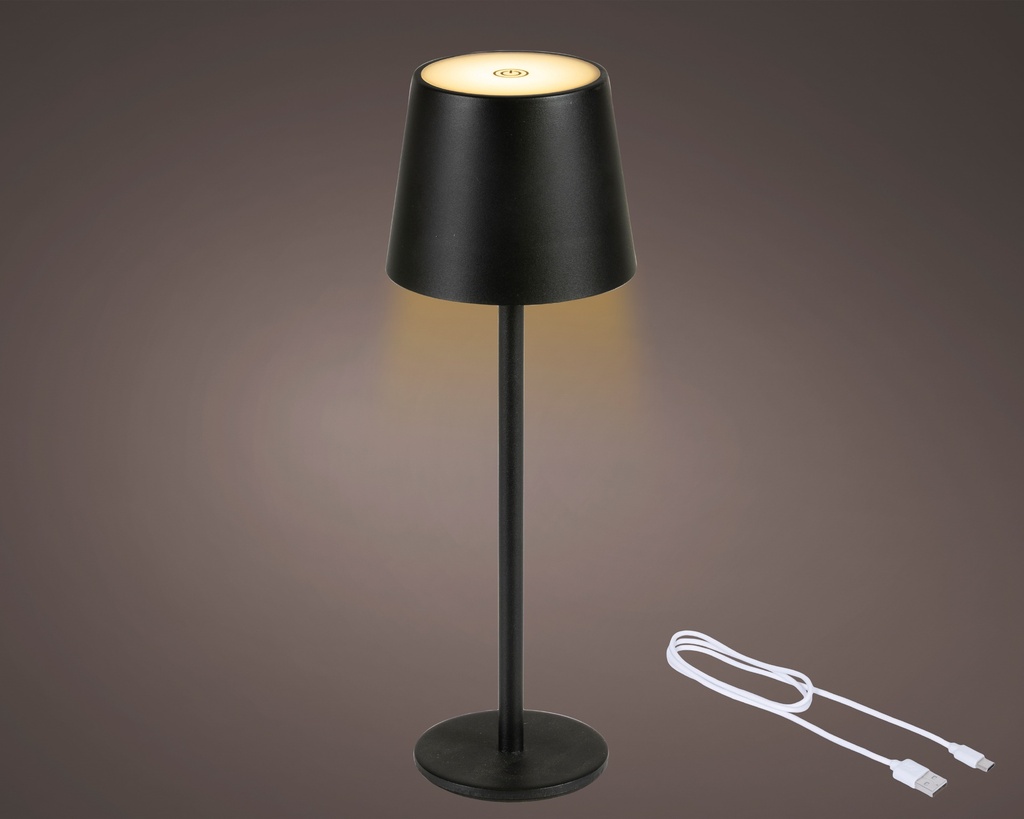 ***LED RECHARGEABLE TABLE LAMP PLASTIC STEADY BO OUTDOOR BLACK/ COLOUR SELECT D.9cm x H.27cm