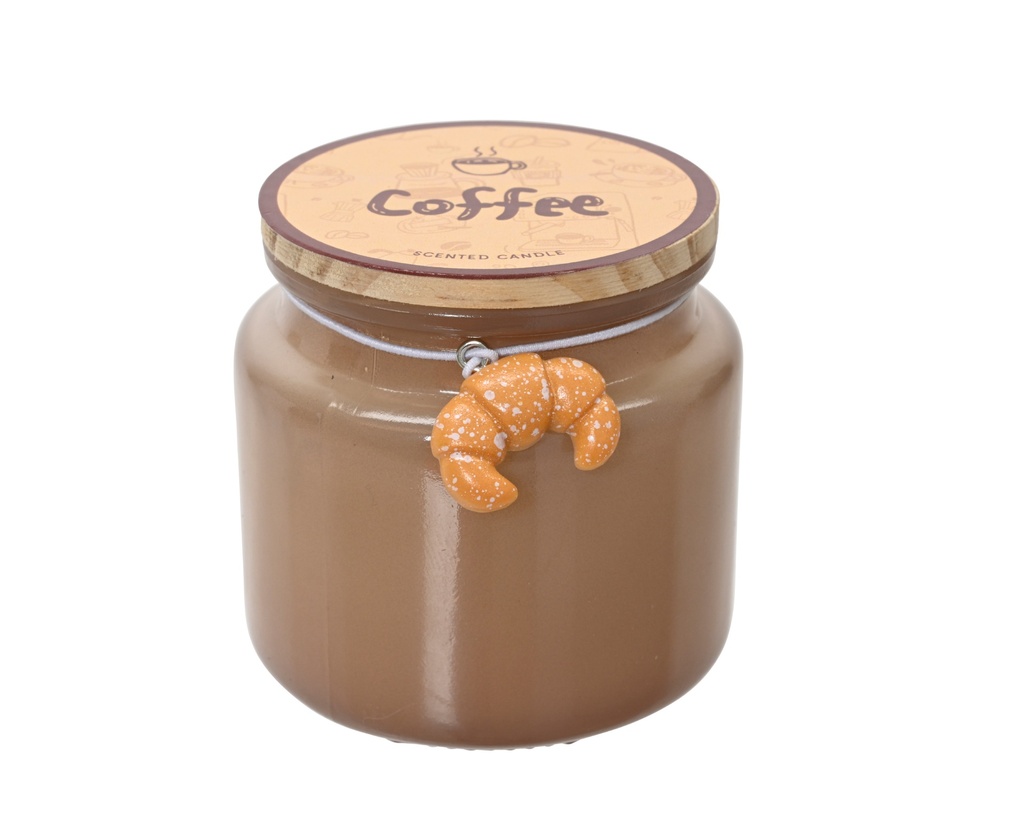 ***WAX IN GLASS WAX ROUND DECO CROISSANT BROWN D.6.4cm x H.6.3cm