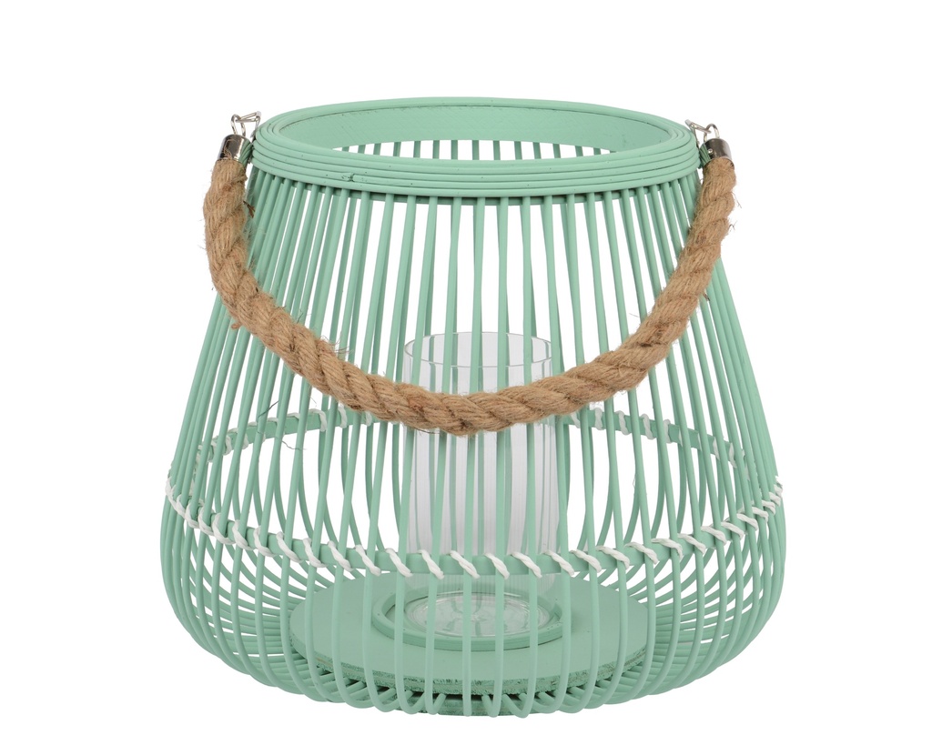 ***LANTERN BAMBOO GLASS CUP TURQUOISE D.25.5cm x H.24.5cm