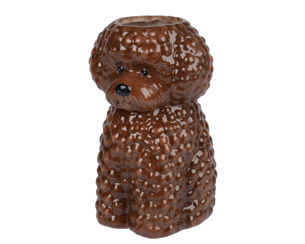 ***VASE POLYRESIN DOG BROWN L.12cm x W.14.5cm x H.20.3cm