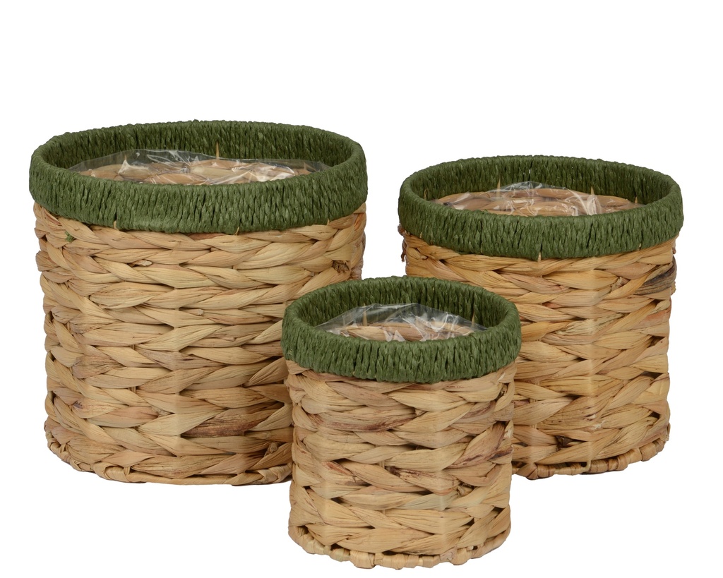 ***PLANTER PAPERROPE ROUND GREEN D.24cm x H.21.5cm