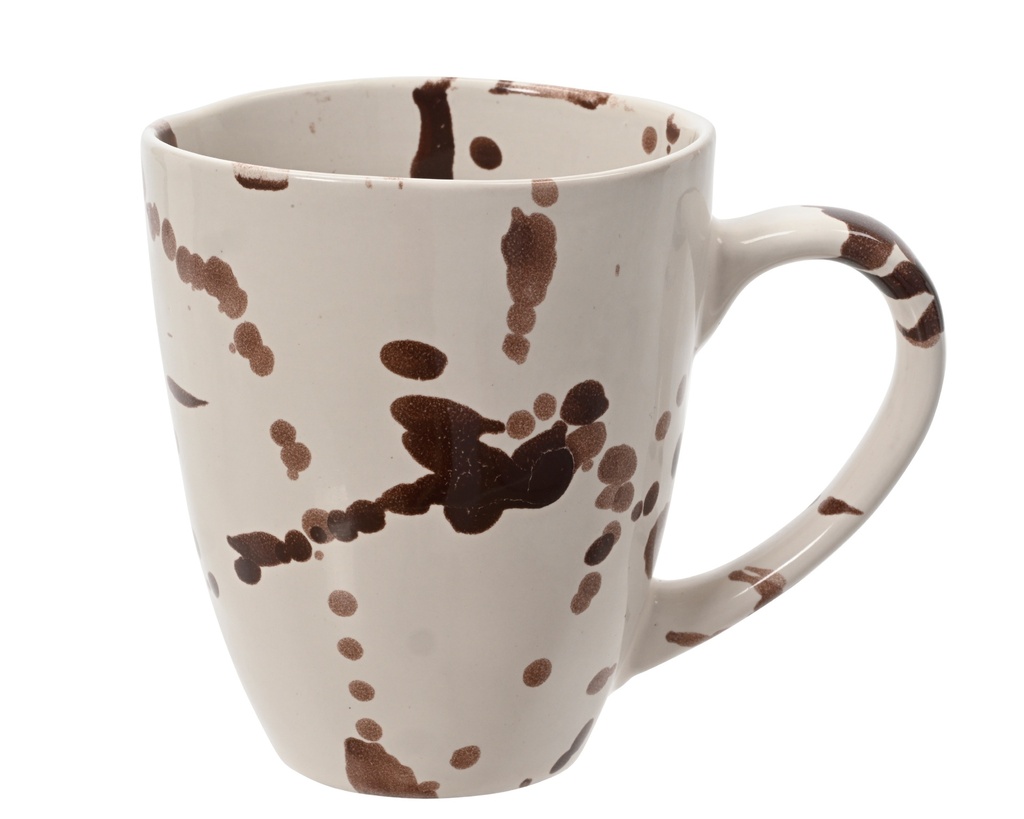 ***MUG EARTHENWARE BULLET COLOR GLAZE IRREGULAR PATTERN BROWN/COLOUR(S) L.13cm x W.9cm x H.10.7cm