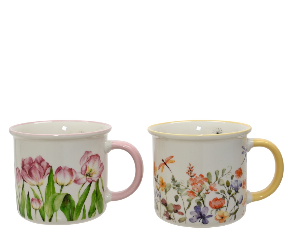 ***MUG PORCELAIN DECAL COLOR EAR AND RIM 3ASS ASSORTED L.11.5cm x W.8.8cm x H.8.8cm