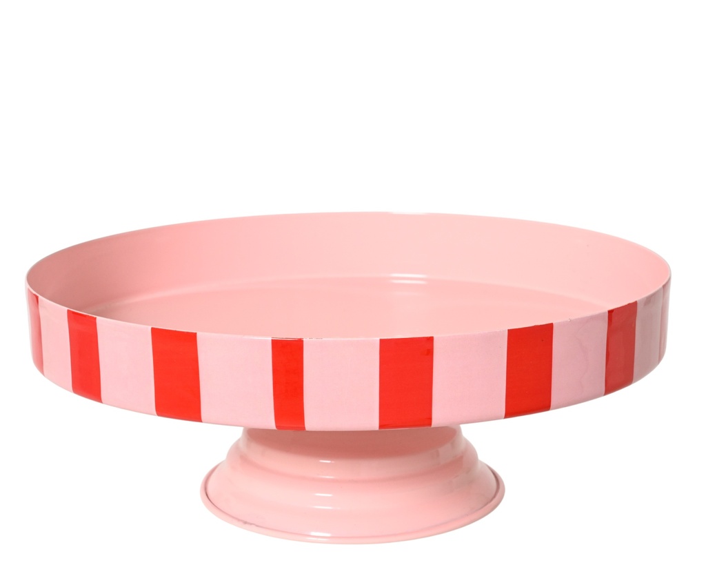 ***CAKE STAND IRON WITH ENAMEL RED/COLOUR(S) D.25cm x H.9cm