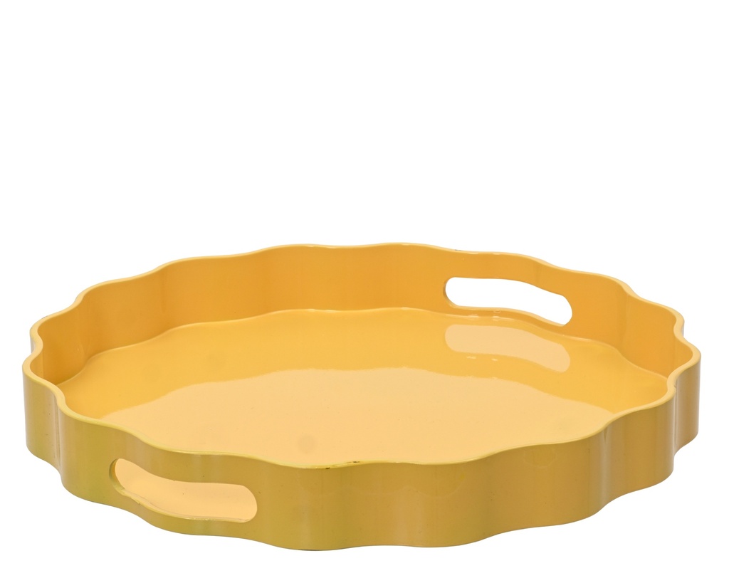 ***SERVING TRAY PP FLOWER YELLOW D.33cm x H.4cm