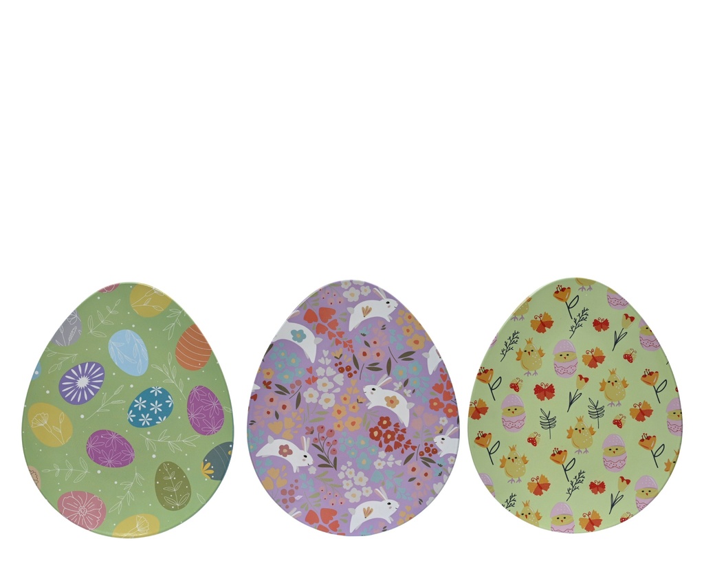 ***DECO PLATE PP BUNNY ALL OVER PRINT 3ASS MULTI L.29cm x W.35cm x H.1cm
