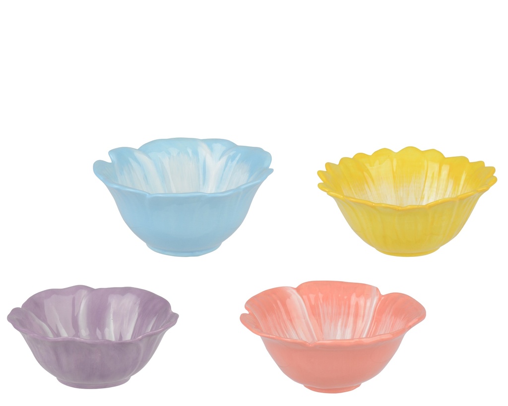 ***BOWL DOLOMITE FLOWER GLAZED 4ASS ASSORTED D.12cm x H.5cm