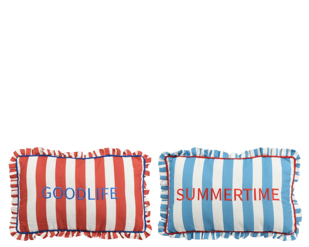 ***CUSHION POLYESTER COTTON RECTANGLE PRINTING+EMBROIDERY CURL EDGE 2ASS ASSORTED L.30cm x W.50cm x H.8cm