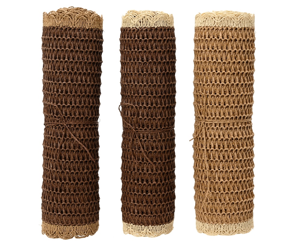 ***TABLERUNNER PAPERROPE RECTANGLE W FLOWER RIM 3COL ASS ASSORTED L.35cm x W.140cm x H.0.4cm