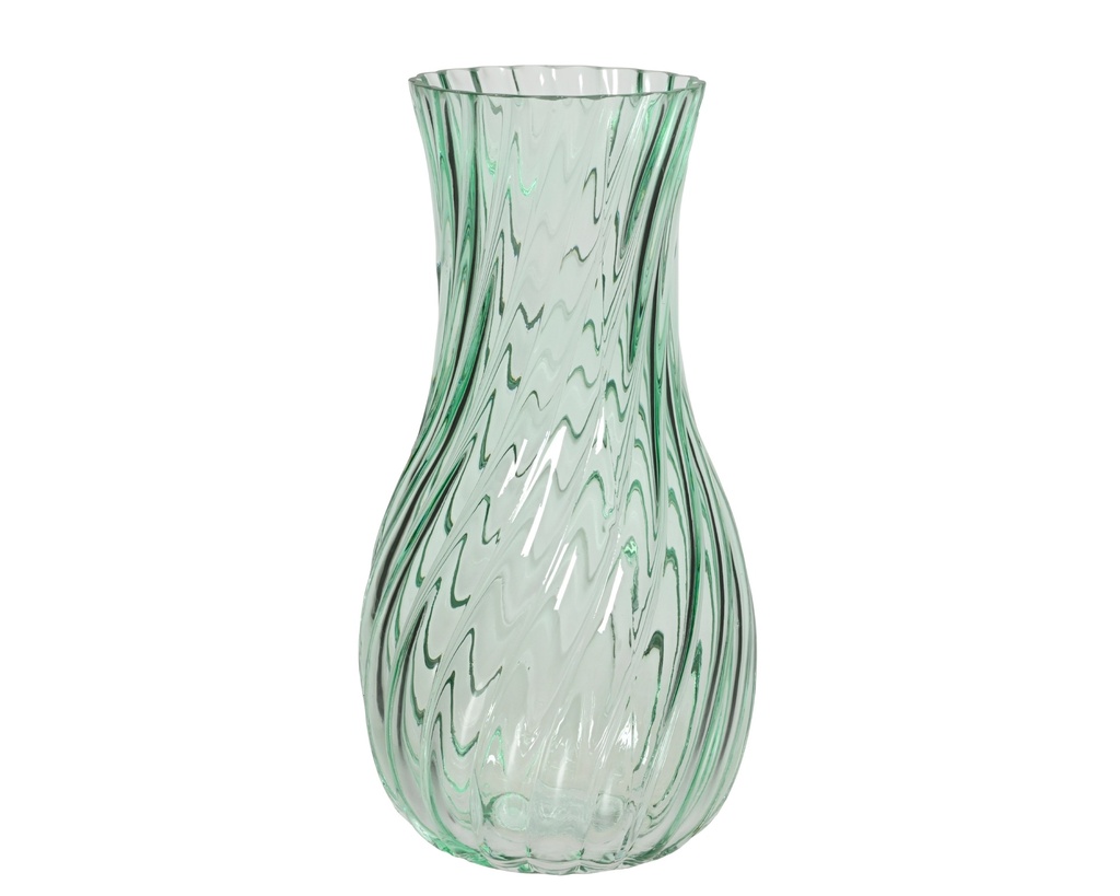 ***VASE GLASS TRANSPARENT MINT D.12.8cm x H.24.5cm