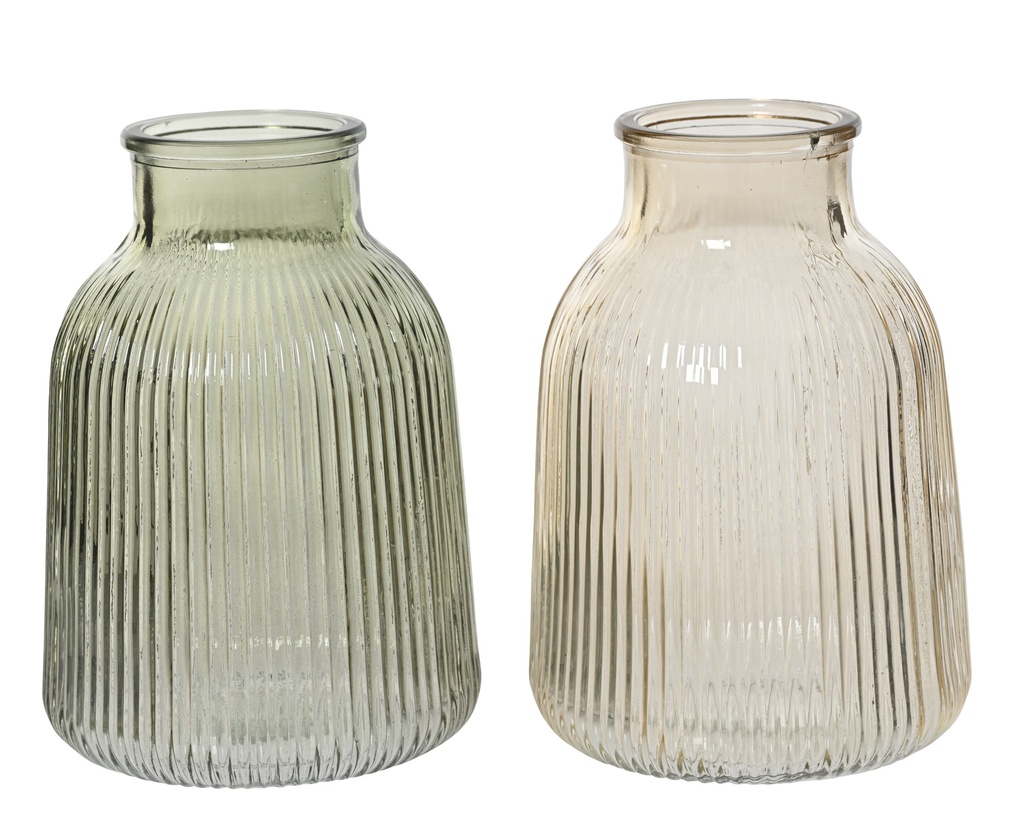 ***VASE GLASS TRANSPARENT SPRAY COLOR 2COL ASS ASSORTED D.9.8cm x H.14cm