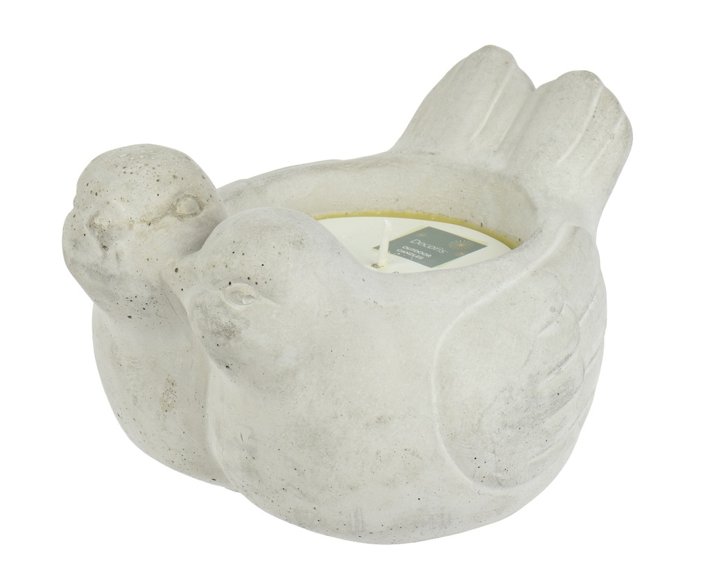 ***CITRONELLA WAX WAX BIRD GREY WAX YELLOW IN CEMENT POT OUTDOOR GREY L.18cm x W.16cm x H.12cm
