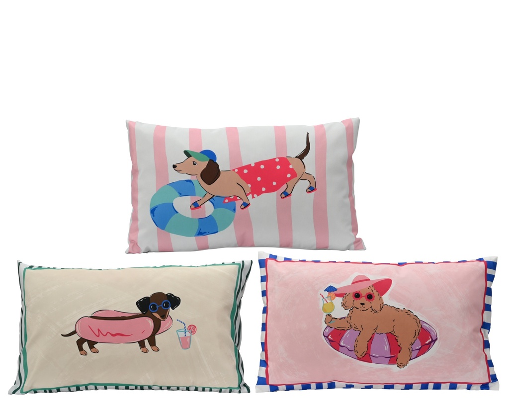 ***CUSHION POLYESTER RECTANGLE DIGITAL PRINT WITH COLOR RIM 3ASS OUTDOOR MULTI L.30cm x W.50cm x H.8cm