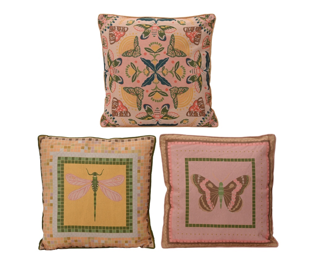 ***CUSHION POLYESTER COTTON SQUARE DIGITAL PRINT 3ASS OUTDOOR MULTI L.45cm x W.45cm x H.8cm