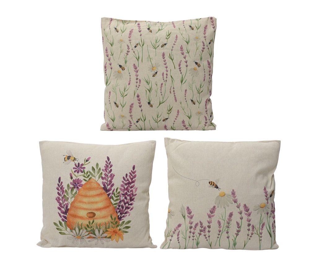 ***CUSHION POLYESTER COTTON SQUARE DIGITAL PRINT 3ASS OUTDOOR MULTI L.45cm x W.45cm x H.8cm