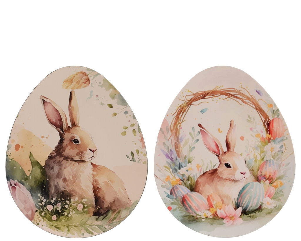 ***DECO PLATE PP EGG BUNNY PRINT 2ASS ASSORTED L.35cm x W.29cm x H.1.5cm