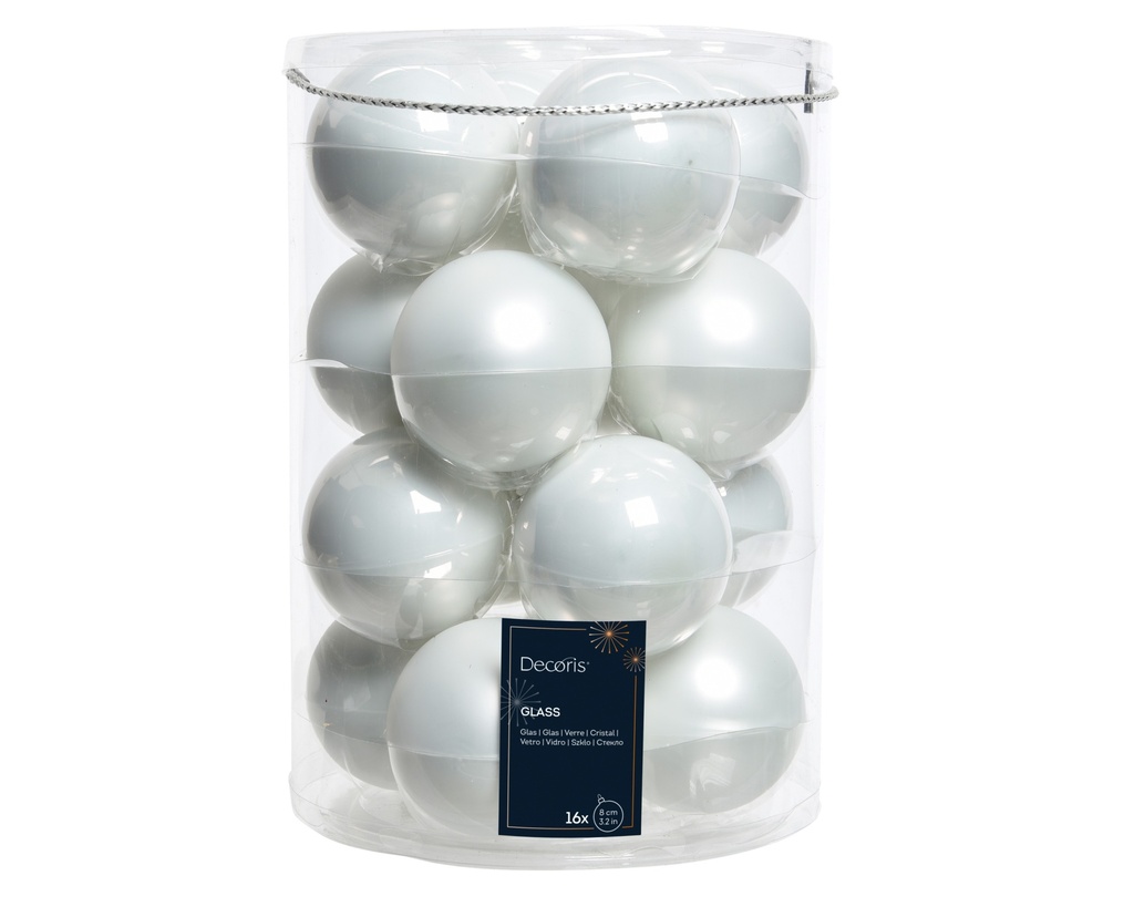 ***BAUBLES GLASS WINTER WHITE dia8.00cm