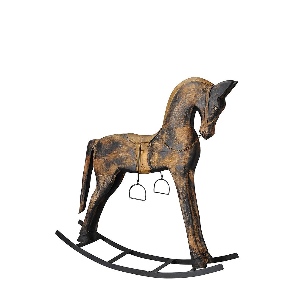 CABALLO BALANCÍN MARRON/DORADO  102x25xH108CM