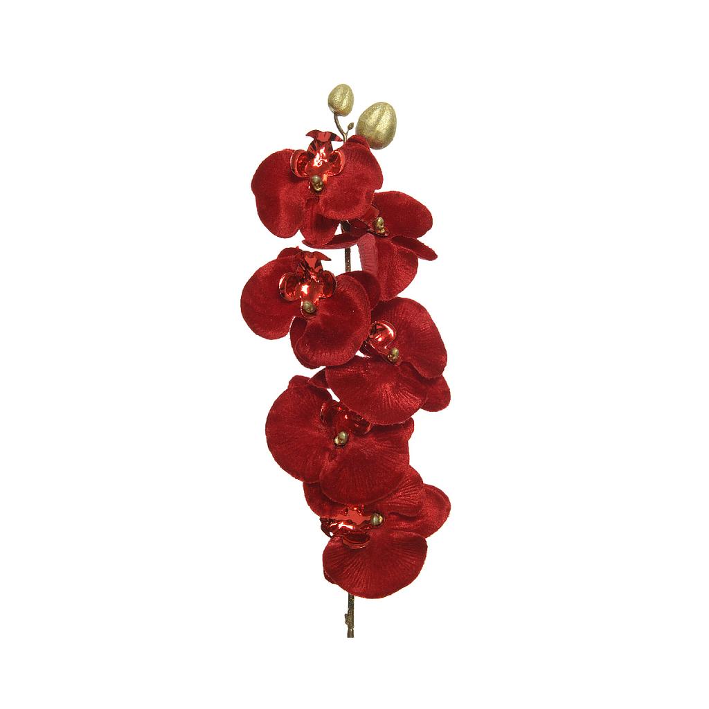 ORQUIDÉE AVEC BRANCHE - ROUGE/DORÉE - 67CM