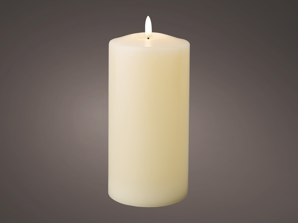 VELA GRANDE CON LUZ LED-MUY NATURAL-10X25CM-TIMER6HRS