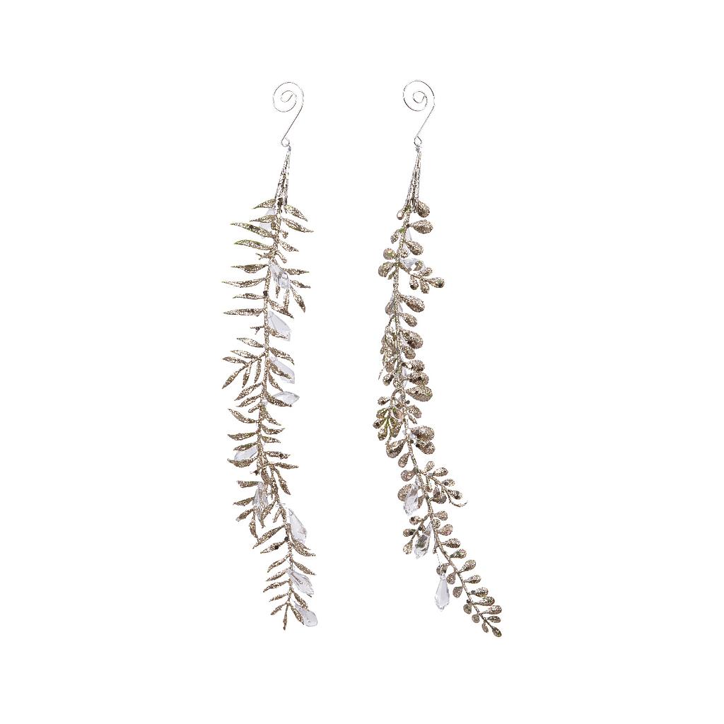 PLC LEAF W HANGER W GLIT 2ASS L0.50-W1.50-H12CM
