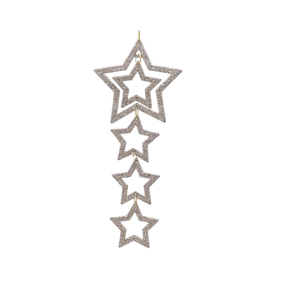 ESTRELLAS COLG PLAS 8CM CHAMPÁN 2UDS