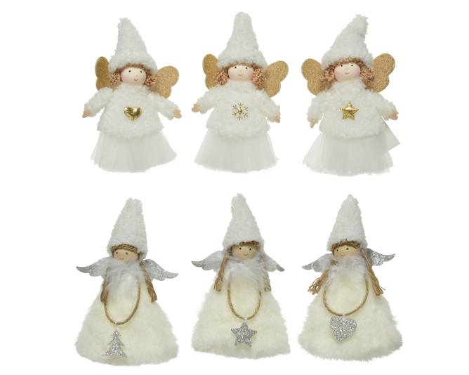 ANGE EN TISSU SUSP - 21CM - 2 COULEURS - 3 ASSORTIMENTS - À L' UNITÉ