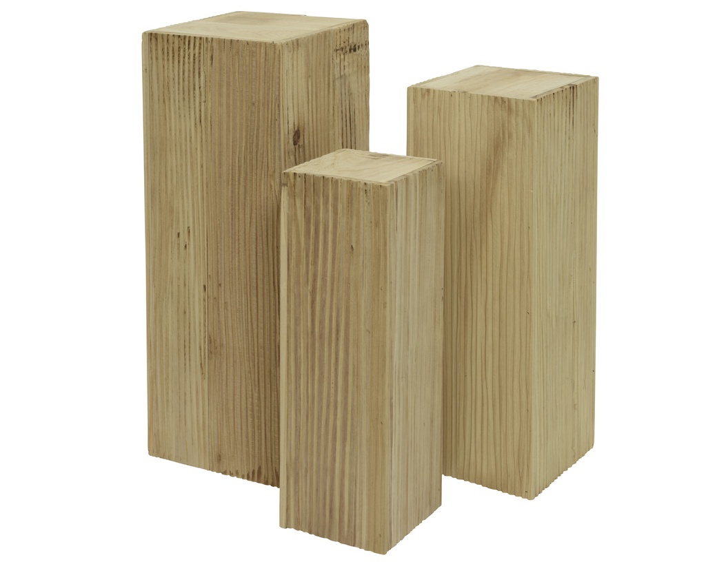 KIT DE TROIS PILIERS EN BOIS PAULONIA - L30-W30-H80CM