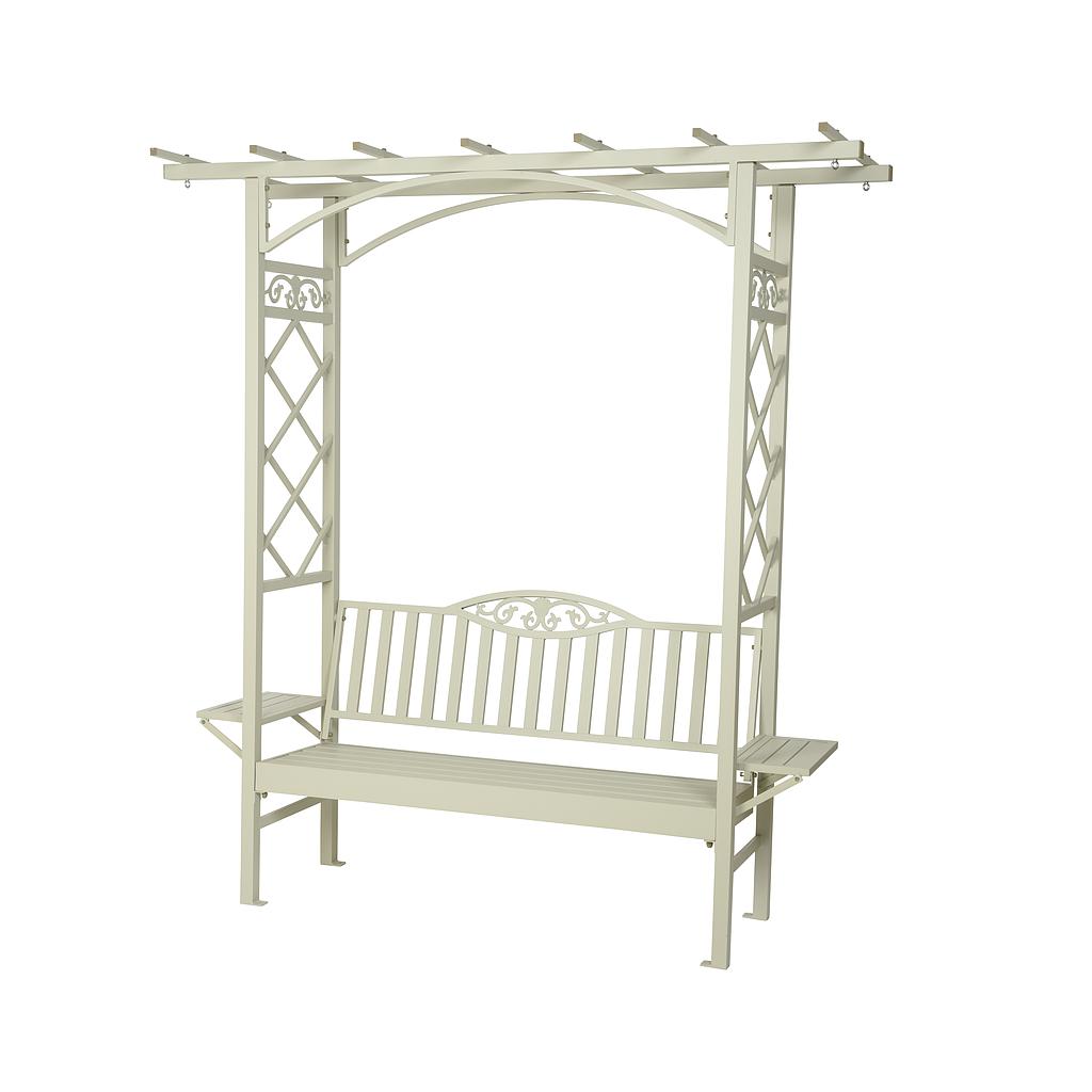 BANCO ALUMINIO CON PERGOLA INCORPORADA-80X195X210CM-BLC