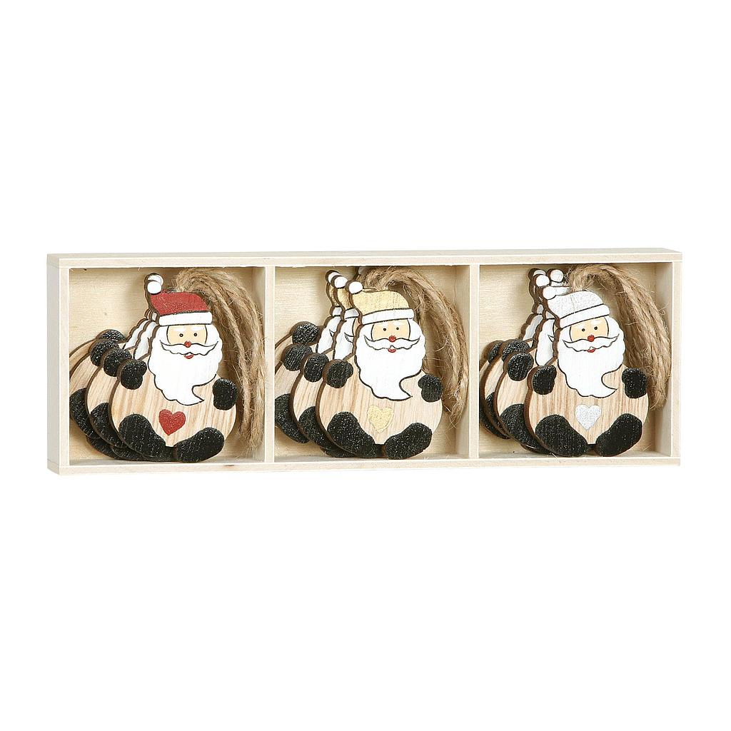 SANTAS COLGAR EN CAJITA MADERA (12 UDS) CMH5