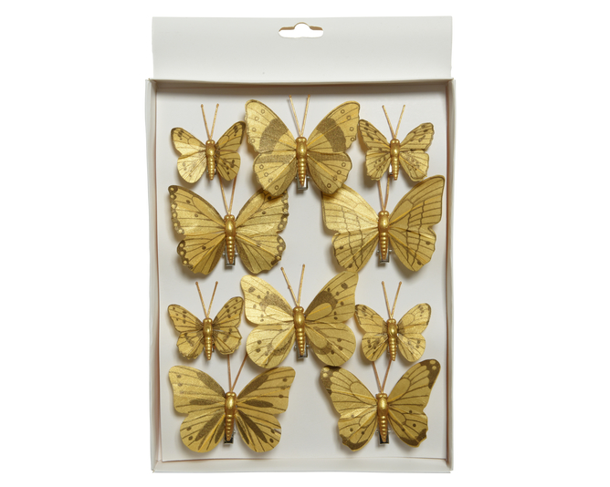 MARIPOSAS DORADAS - VARIAS MEDIDAS - SET DE 10 UDS
