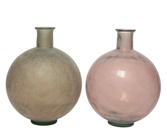 JARRON CRISTAL RECICLADO - EFECTO MATE - 44CM - 2 COLORES DIFERENTES - PRECIO UNIDAD