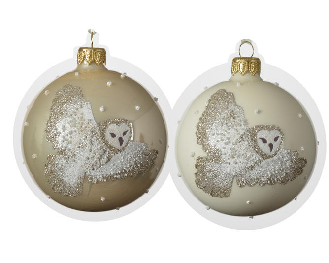 BOULE CRISTAL 8CM AVEC HIBOU - 2 DESIGNS DIFFERENTS - PRIX UNITÉ
