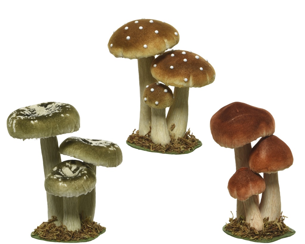 CHAMPIGNON VELOURS 17 CM - 3 COULEURS - PRIX À L'UNITÉ 