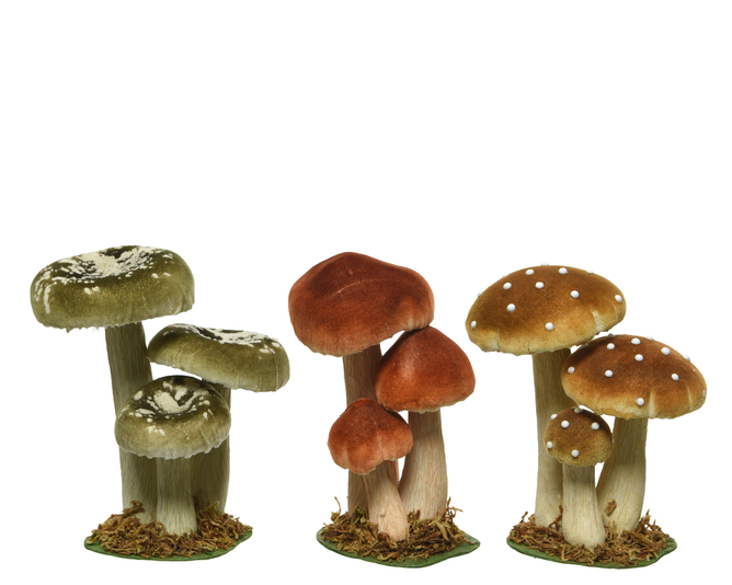 CHAMPIGNON VELOURS 17 CM - 3 COULEURS - PRIX À L'UNITÉ 