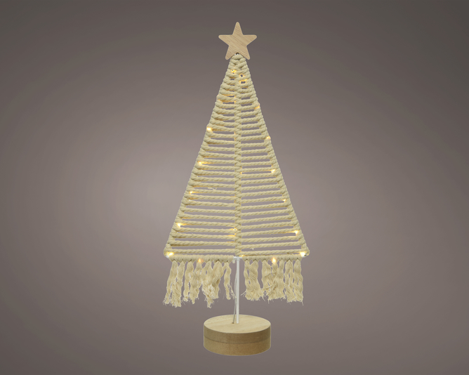 SAPIN EN COTON - 59CM - 35 LED/CHA/BAT/6H/INT