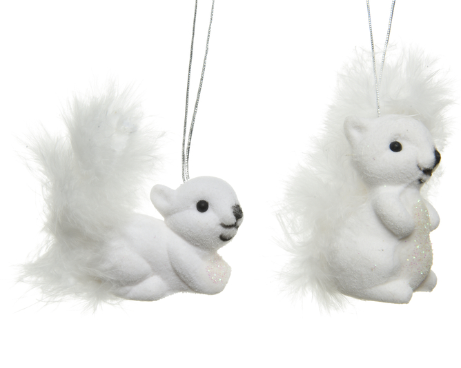 ÉCUREUIL SUSP - 6CM - BLANC - 2 PIÈCES