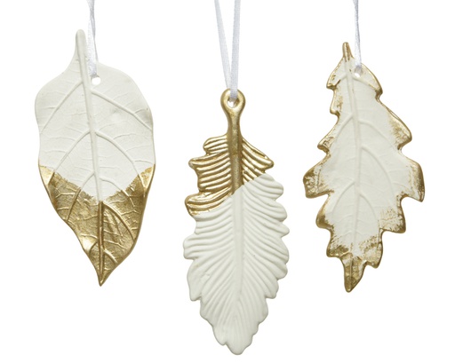 LEAF PORCELAIN GOLD DETAIL L3.50-W12.50-H0.50CM