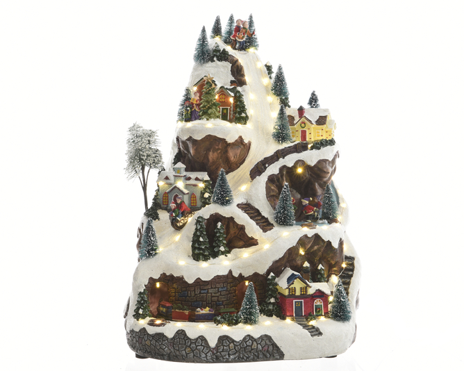 VILLAGE AVEC TRAIN 45CM - LED/MUS/MOUV