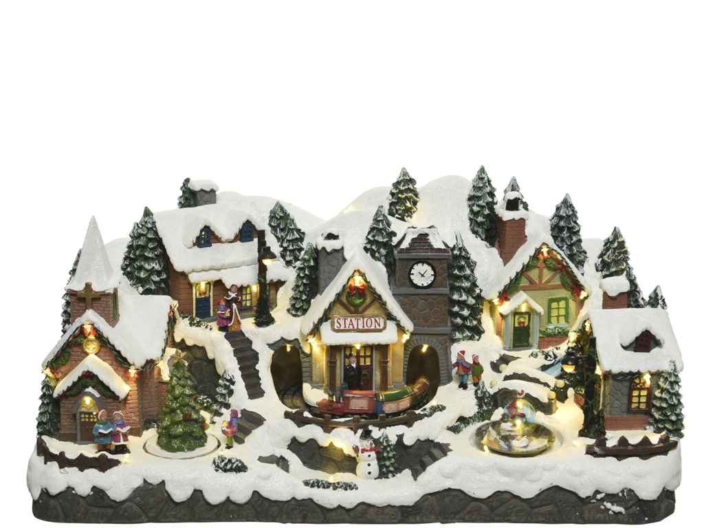 ESCENA PUEBLO INV 27X57X27CM-37LED/MOV/MUS/INT