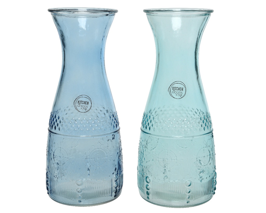 JARRA CRISTAL RELIEVE-TONOS AZULES-FOOD SAFE-10X25CM-2 COLORES DIFERENTES-PRECIO UNIDAD