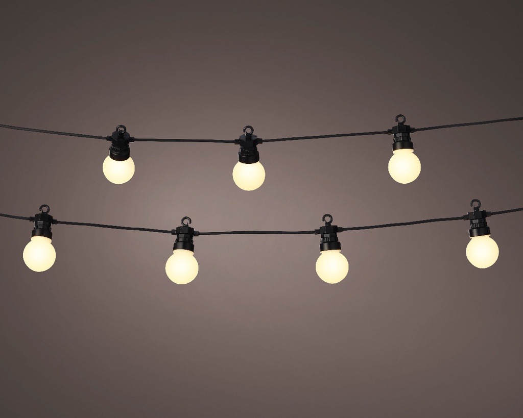 GUIRNALDA BOMBILLAS 950CM-20LED/CAL/EXT BASE NEGRA