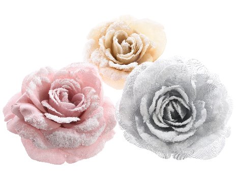 ROSA CLIP 12 CM. 3 COULEURS. PRIX UNITÉ