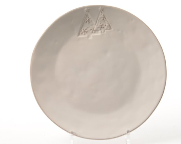 ASSIETTE CERAMIQUE SAPIN - BLANCHE - 26CM
