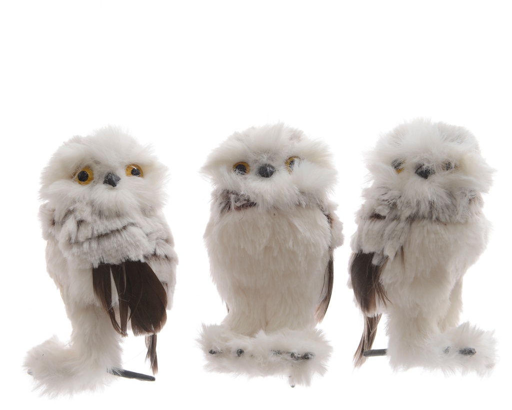 OWL POLYESTER FEATHERS L6-W8-H12CM