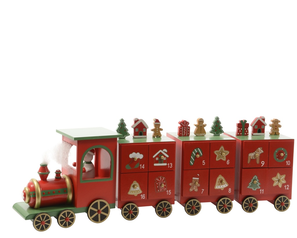 CALENDRIER DE L' AVENT EN BOIS - TRAIN - 48CM
