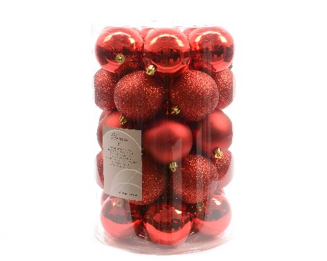 BOLA PLAS XMAS RED 80MM BRI/MAT/PUR S/34